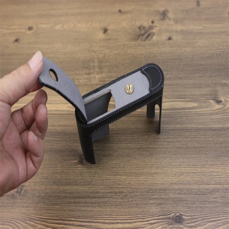 Uniqkart for Leica Q Genuine Leather Bottom Case Digital Camera Protective Half Body Cover with Battery Opening - Black