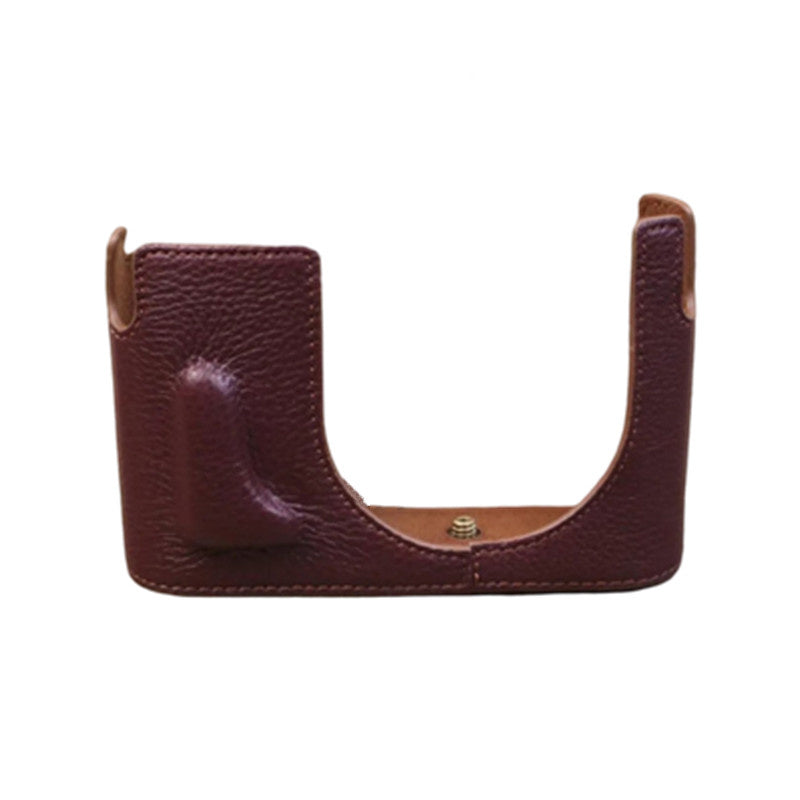 Uniqkart for Leica Q Genuine Leather Bottom Case Digital Camera Protective Half Body Cover with Battery Opening - Coffee