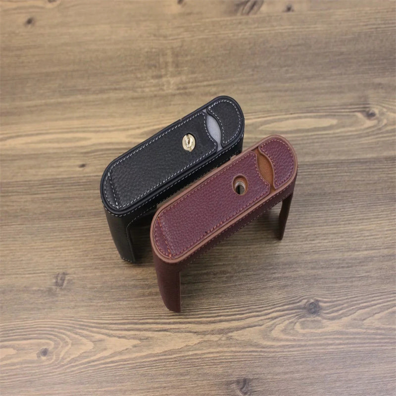 Uniqkart for Leica Q Genuine Leather Bottom Case Digital Camera Protective Half Body Cover with Battery Opening - Coffee