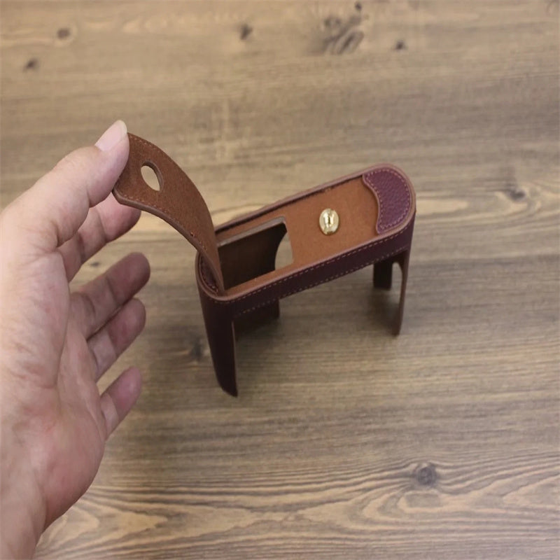 Uniqkart for Leica Q Genuine Leather Bottom Case Digital Camera Protective Half Body Cover with Battery Opening - Coffee