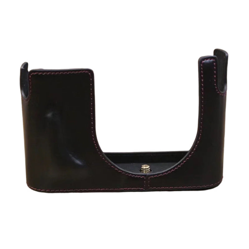 Uniqkart for Leica Q Digital Camera PU Leather Bottom Case Battery Opening Design Protective Half Body Cover - Black