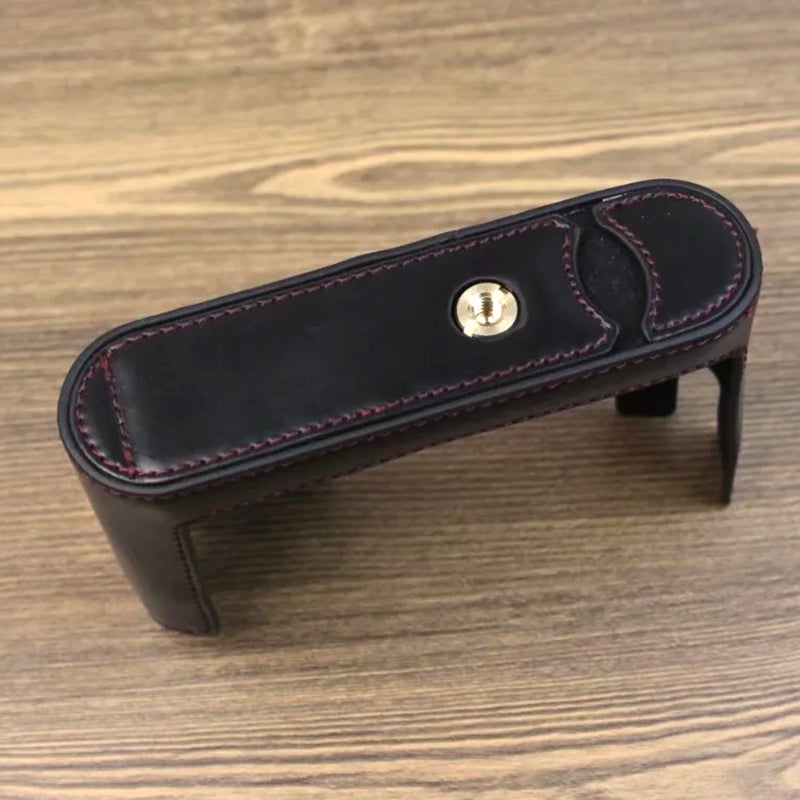 Uniqkart for Leica Q Digital Camera PU Leather Bottom Case Battery Opening Design Protective Half Body Cover - Black