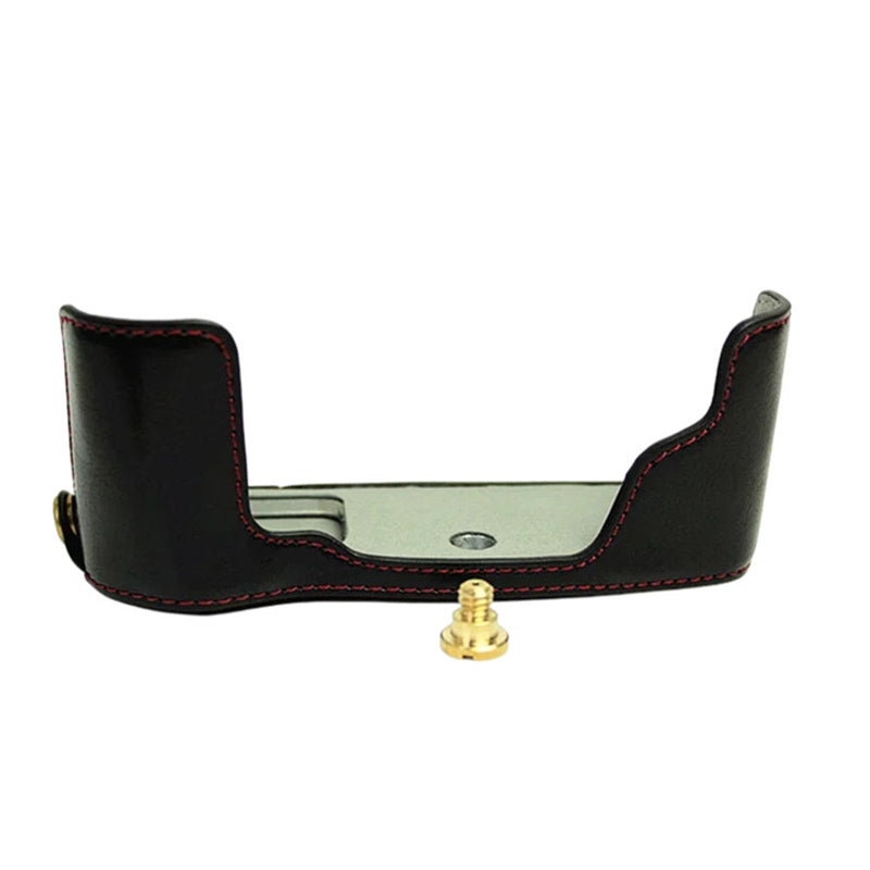 Bottom Case for Olympus E-M5 II/E-M5 Mark II PU Leather Digital Camera Protective Half Body Cover with Battery Opening - Black