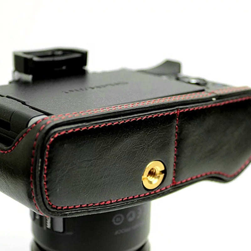 Bottom Case for Olympus E-M5 II/E-M5 Mark II PU Leather Digital Camera Protective Half Body Cover with Battery Opening - Black