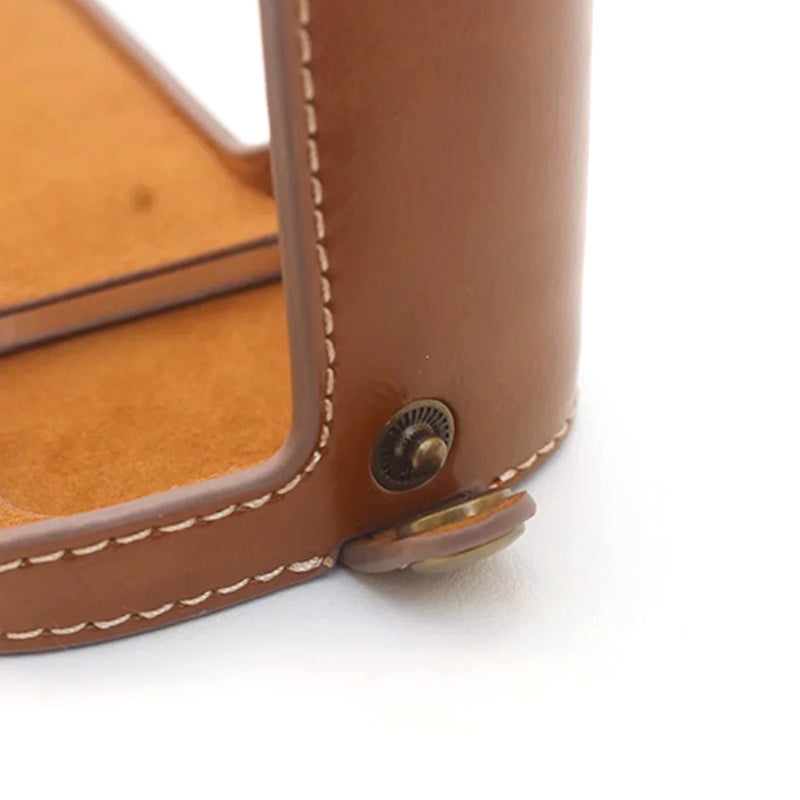 Flannel Lining Bottom Case for Nikon D810/D800 PU Leather Digital Camera Protective Half Body Cover with Battery Opening - Brown