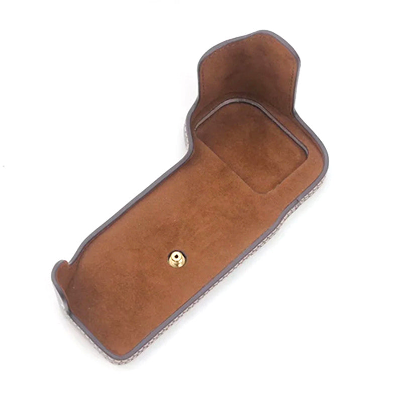 Flannel Lining Bottom Case for Nikon D810/D800 PU Leather Digital Camera Protective Half Body Cover with Battery Opening - Coffee