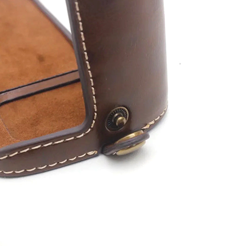 Flannel Lining Bottom Case for Nikon D810/D800 PU Leather Digital Camera Protective Half Body Cover with Battery Opening - Coffee