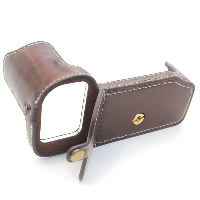 Flannel Lining Bottom Case for Nikon D810/D800 PU Leather Digital Camera Protective Half Body Cover with Battery Opening - Coffee