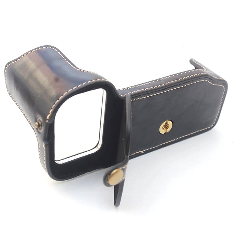 Flannel Lining Bottom Case for Nikon D810/D800 PU Leather Digital Camera Protective Half Body Cover with Battery Opening - Black