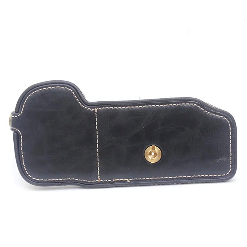 Flannel Lining Bottom Case for Nikon D810/D800 PU Leather Digital Camera Protective Half Body Cover with Battery Opening - Black