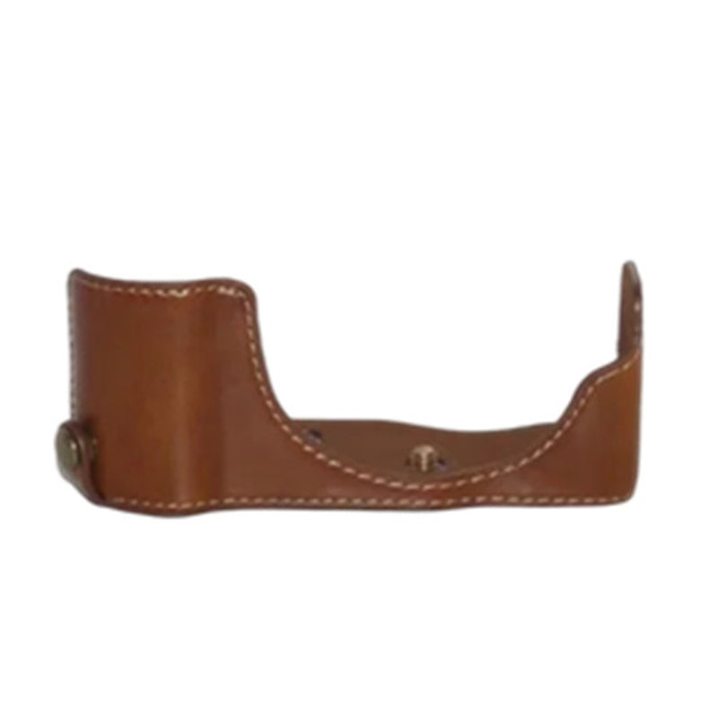 Uniqkart for Panasonic GX85/GX80 Anti-scratch PU Leather Digital Camera Protective Half Body Cover Bottom Case with Battery Opening - Brown