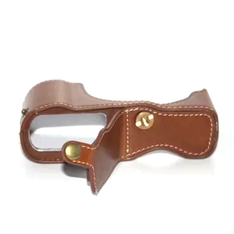 Uniqkart for Panasonic GX85/GX80 Anti-scratch PU Leather Digital Camera Protective Half Body Cover Bottom Case with Battery Opening - Brown