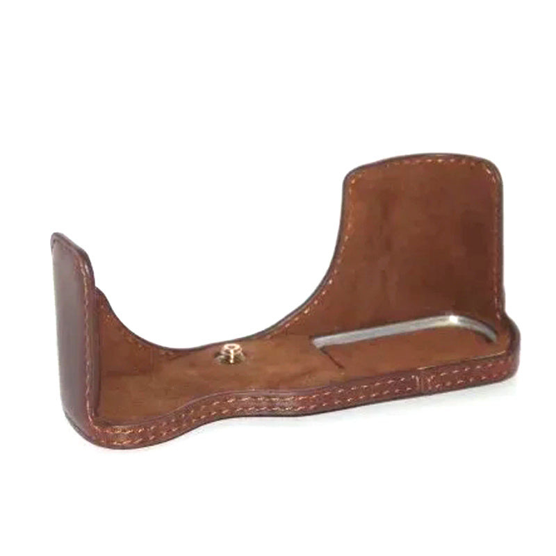 Uniqkart for Panasonic GX85/GX80 Anti-scratch PU Leather Digital Camera Protective Half Body Cover Bottom Case with Battery Opening - Coffee