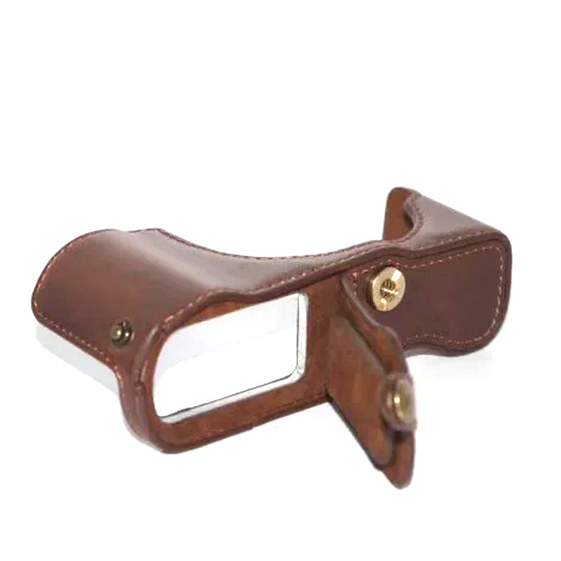 Uniqkart for Panasonic GX85/GX80 Anti-scratch PU Leather Digital Camera Protective Half Body Cover Bottom Case with Battery Opening - Coffee