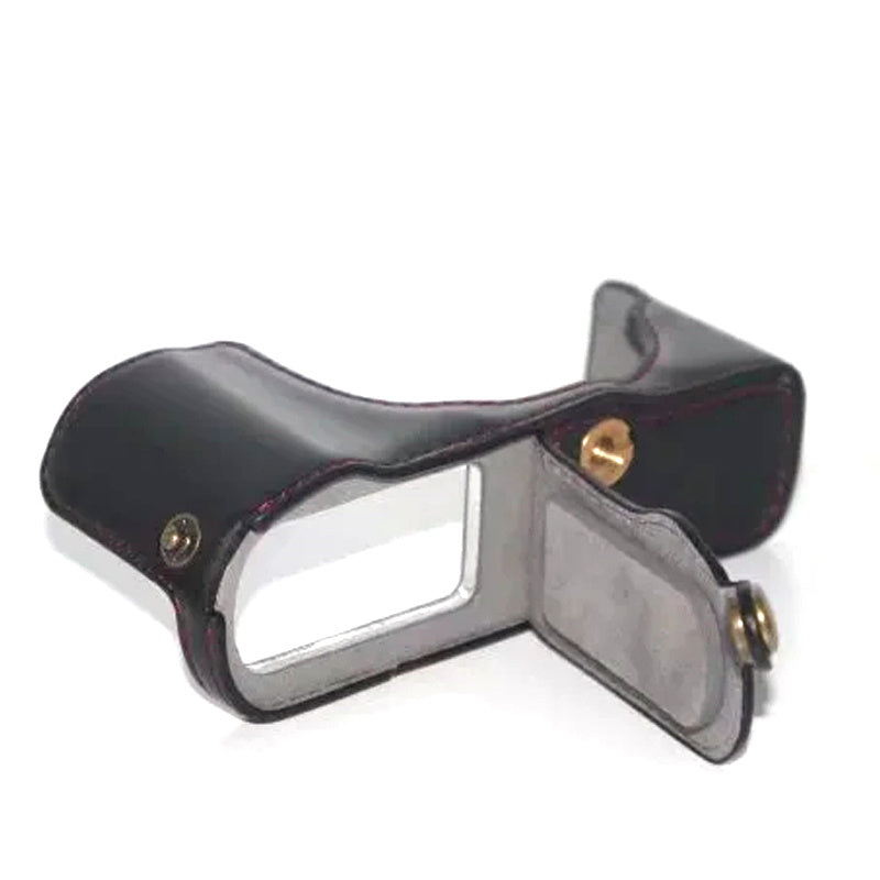 Uniqkart for Panasonic GX85/GX80 Anti-scratch PU Leather Digital Camera Protective Half Body Cover Bottom Case with Battery Opening - Black