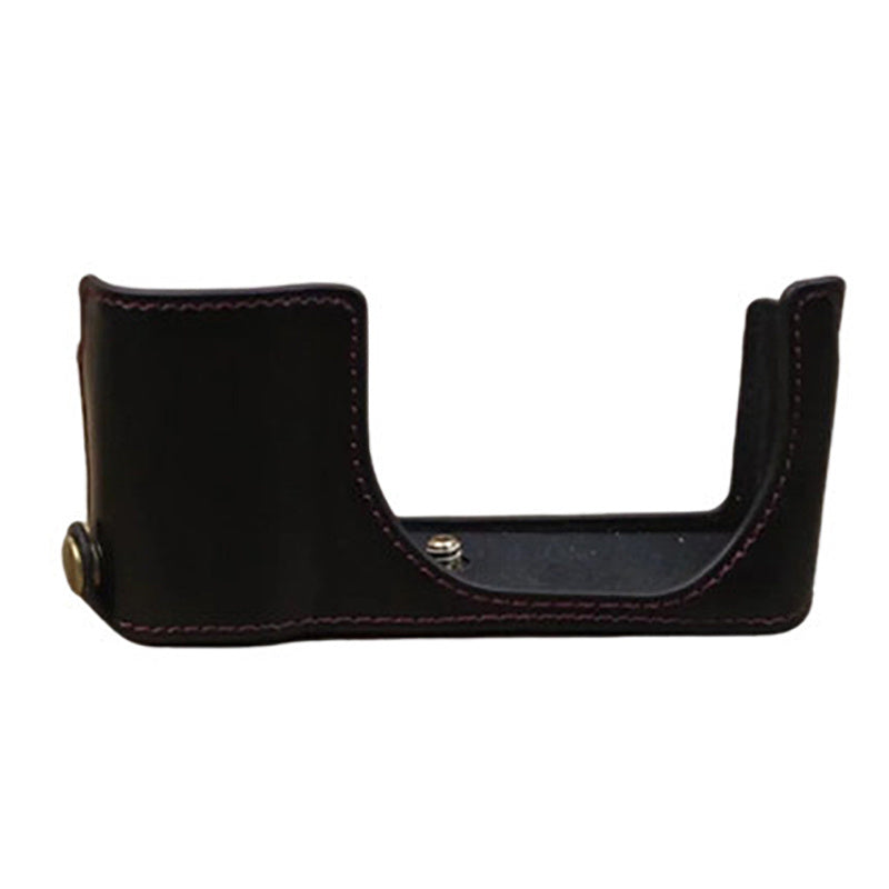 Uniqkart for Leica C-Lux PU Leather Digital Camera Protective Case Half Body Cover with Battery Opening - Black