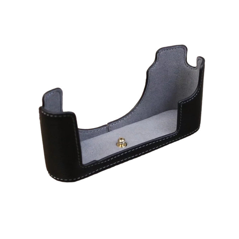 Uniqkart for Leica M10 Digital Camera Genuine Leather Case Protective Half Body Cover - Black