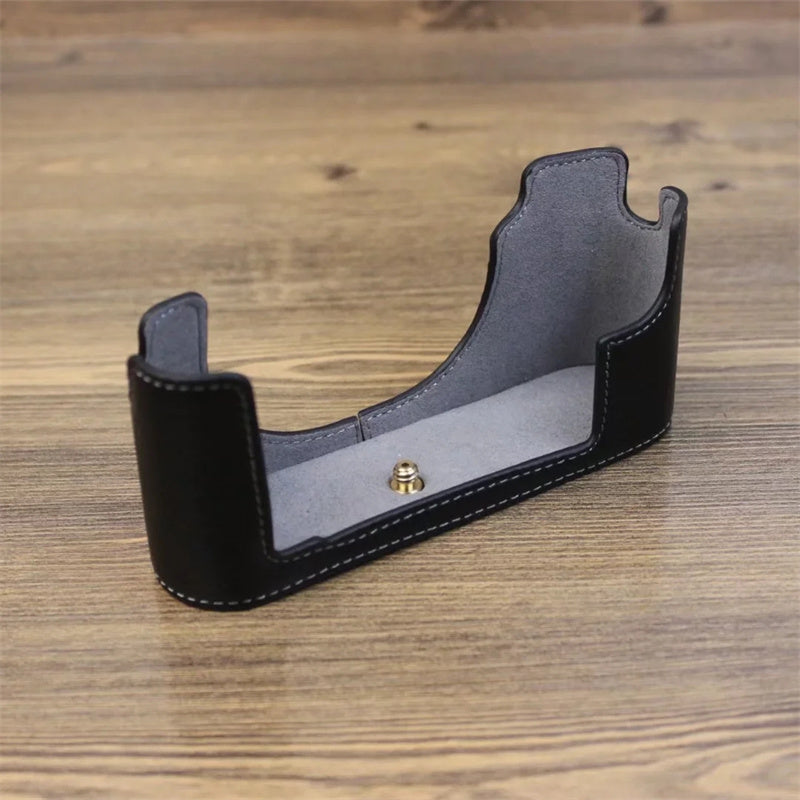 Uniqkart for Leica M10 Digital Camera Genuine Leather Case Protective Half Body Cover - Black