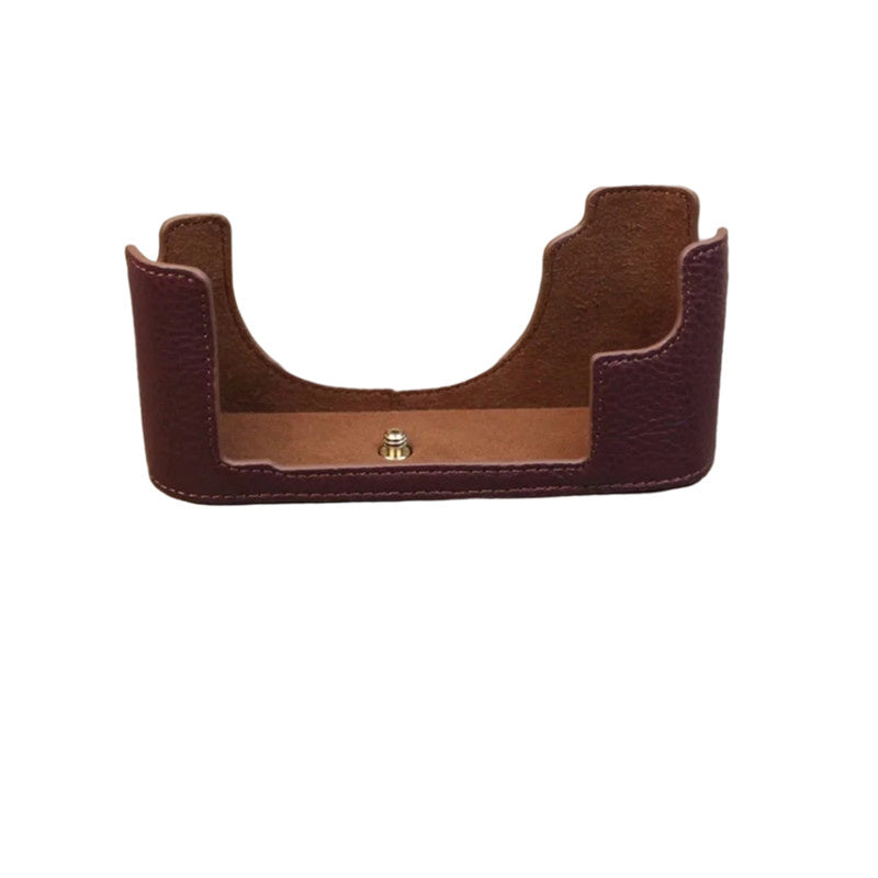 Uniqkart for Leica M10 Digital Camera Genuine Leather Case Protective Half Body Cover - Coffee