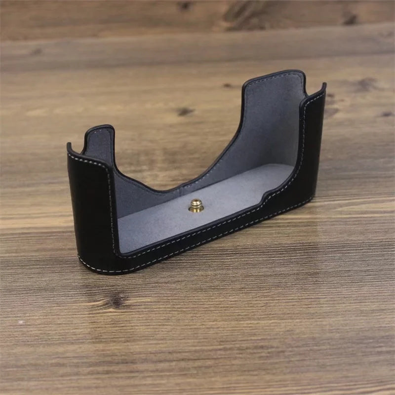 Uniqkart for Leica M9 Digital Camera Genuine Leather Botton Case Protective Half Body Cover - Black