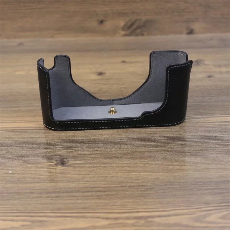 Uniqkart for Leica M9 Digital Camera Genuine Leather Botton Case Protective Half Body Cover - Black