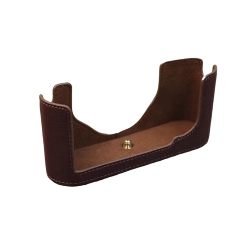 Uniqkart for Leica M9 Digital Camera Genuine Leather Botton Case Protective Half Body Cover - Coffee