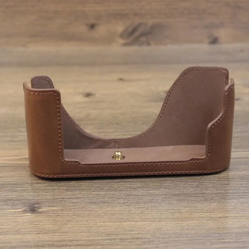 Uniqkart for Leica M240 PU Leather Digital Camera Bottom Case Soft Liner Protective Half Body Cover - Coffee