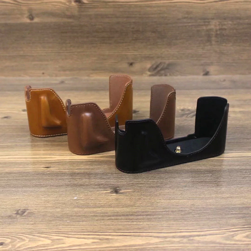 Uniqkart for Leica M240 PU Leather Digital Camera Bottom Case Soft Liner Protective Half Body Cover - Brown