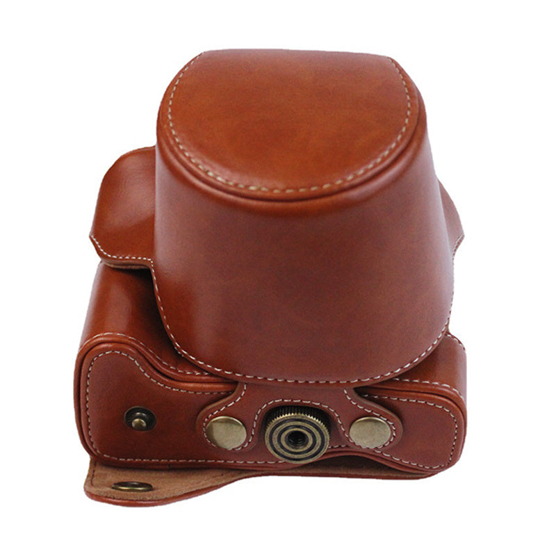 Uniqkart for Canon EOS M50/M50 Mark II Retro Style PU Leather Camera Bag Shockproof Protective Cover with Shoulder Strap - Brown