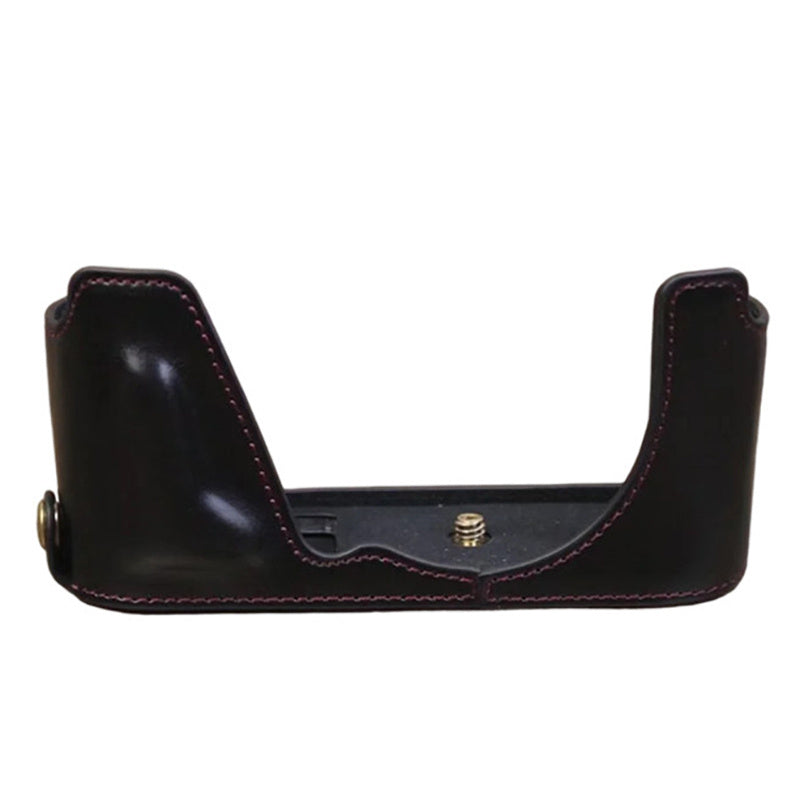 Uniqkart for Leica CL Replacement PU Leather Battery Opening Protective Bottom Cover Half Body Case - Black