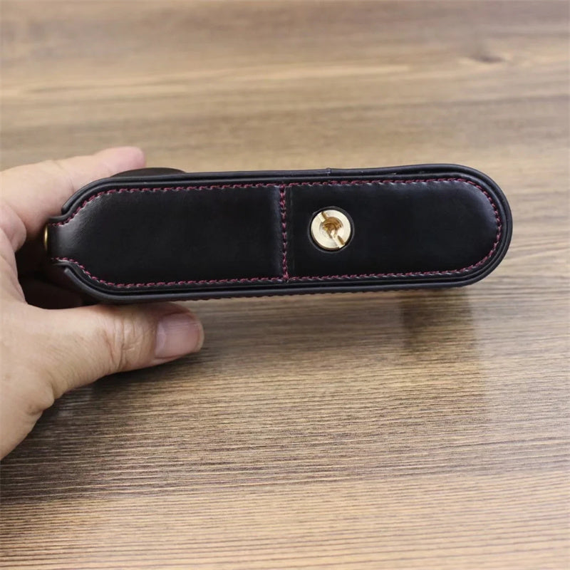 Uniqkart for Leica CL Replacement PU Leather Battery Opening Protective Bottom Cover Half Body Case - Black