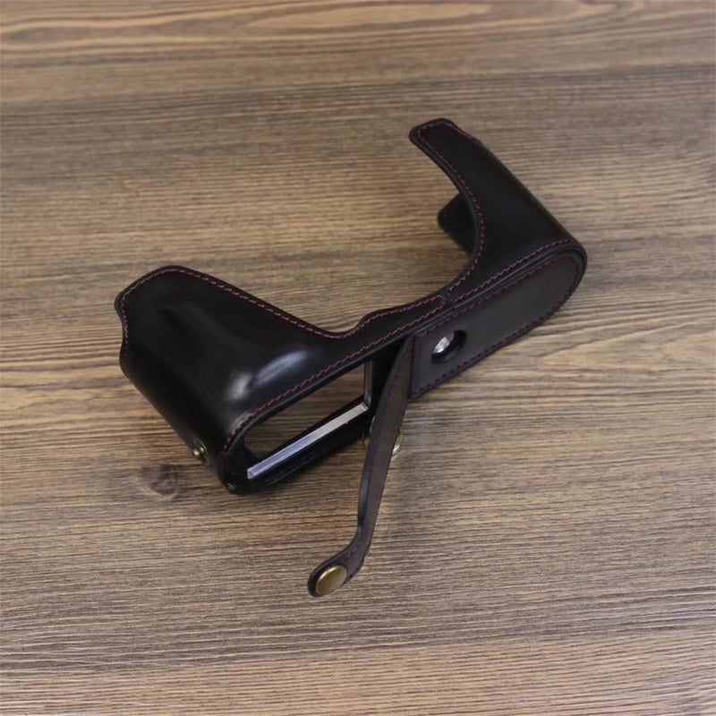 Uniqkart for Leica CL Replacement PU Leather Battery Opening Protective Bottom Cover Half Body Case - Black