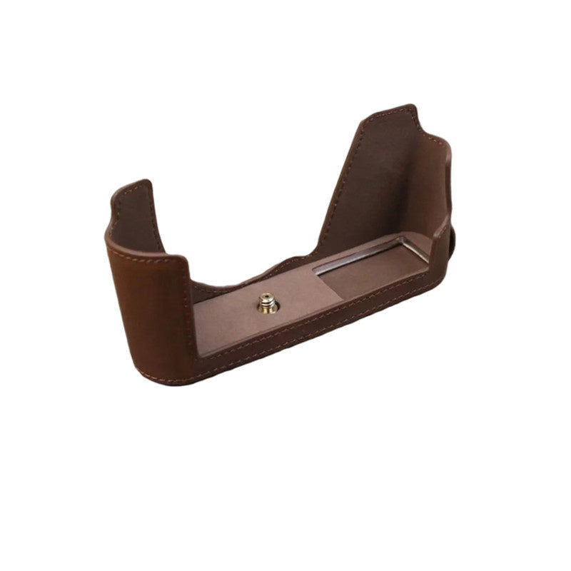 Uniqkart for Leica CL Replacement PU Leather Battery Opening Protective Bottom Cover Half Body Case - Coffee