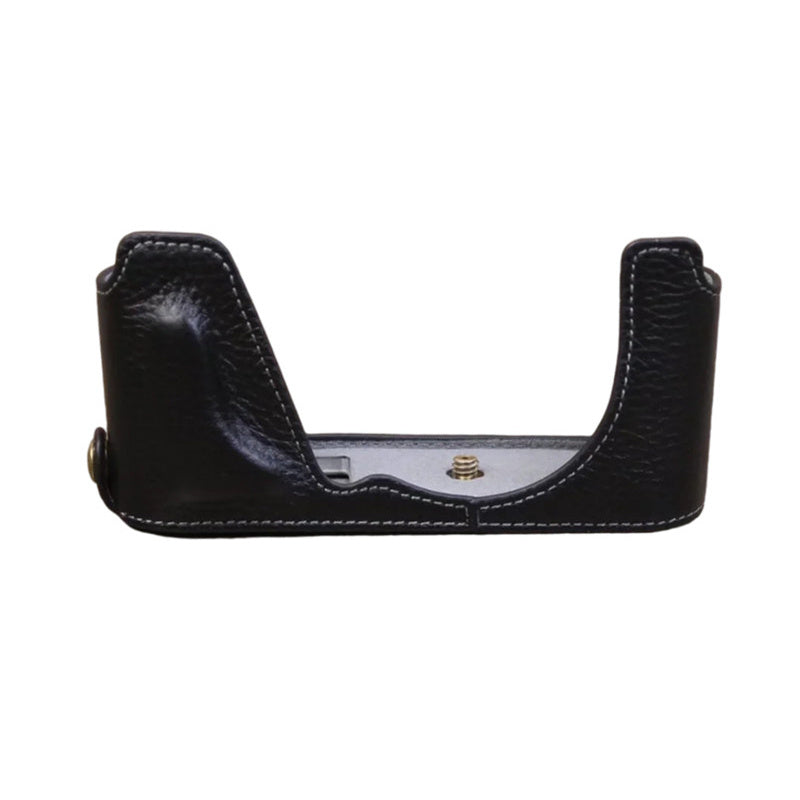 Uniqkart for Leica CL Genuine Leather Half Body Case Battery Opening Protective Cover - Black
