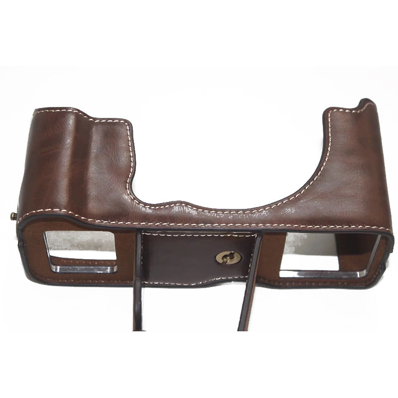 Uniqkart for Fujifilm GFX50R PU Leather Half Body Bottom Case Protective Cover with Battery Opening Design - Coffee