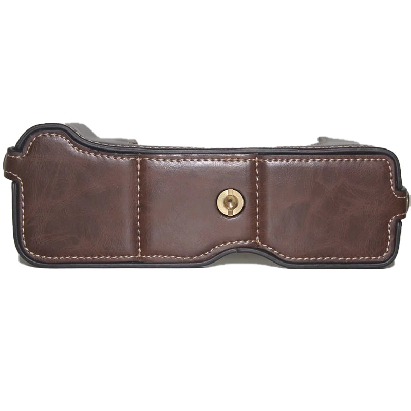 Uniqkart for Fujifilm GFX50R PU Leather Half Body Bottom Case Protective Cover with Battery Opening Design - Coffee