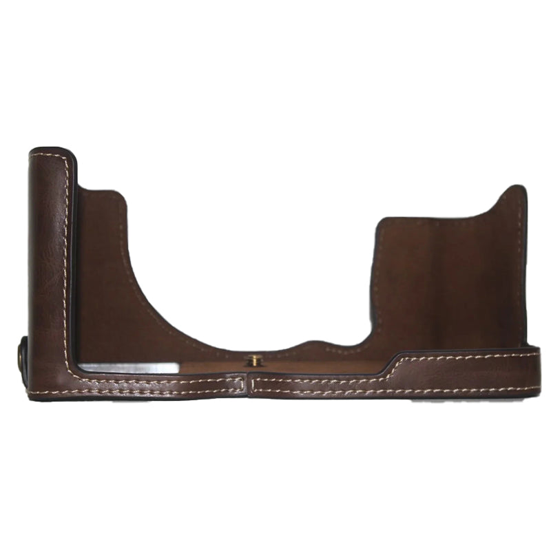 Uniqkart for Fujifilm GFX50R PU Leather Half Body Bottom Case Protective Cover with Battery Opening Design - Coffee