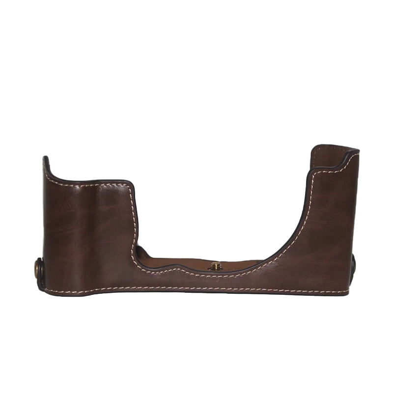 Uniqkart for Fujifilm GFX50R PU Leather Half Body Bottom Case Protective Cover with Battery Opening Design - Coffee