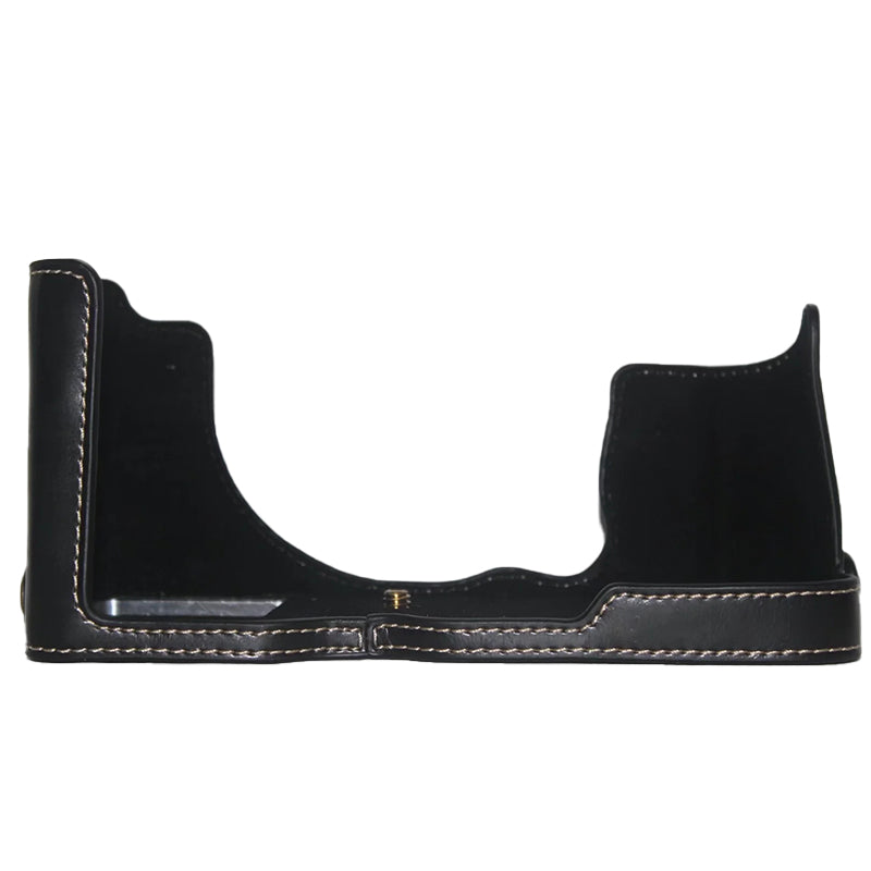 Uniqkart for Fujifilm GFX50R PU Leather Half Body Bottom Case Protective Cover with Battery Opening Design - Black