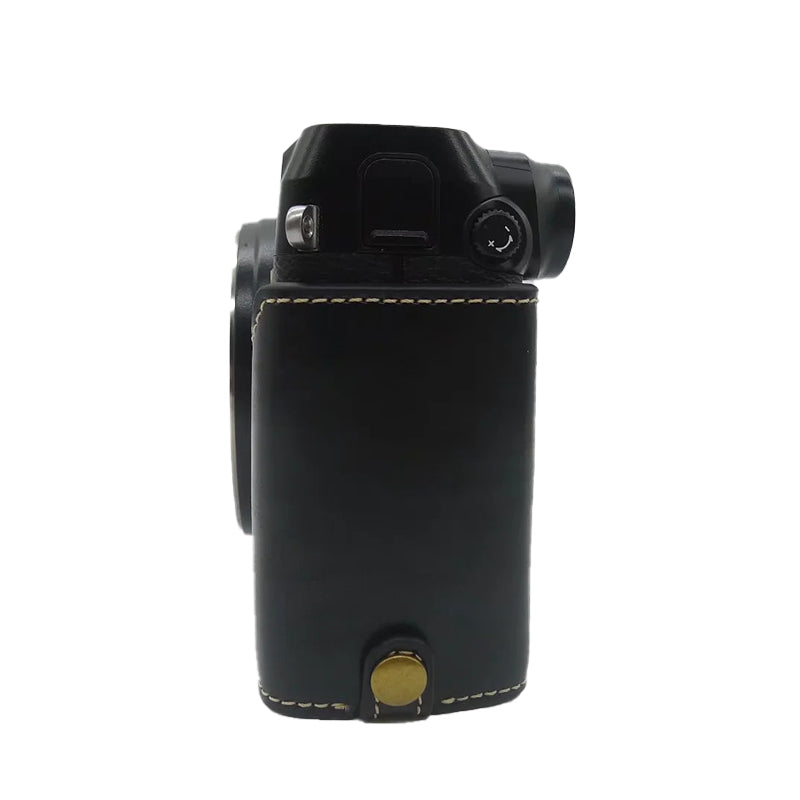 Uniqkart for Fujifilm GFX50R PU Leather Half Body Bottom Case Protective Cover with Battery Opening Design - Black