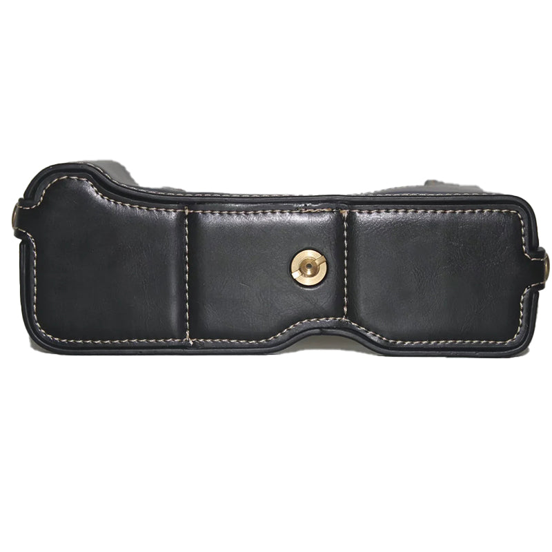 Uniqkart for Fujifilm GFX50R PU Leather Half Body Bottom Case Protective Cover with Battery Opening Design - Black