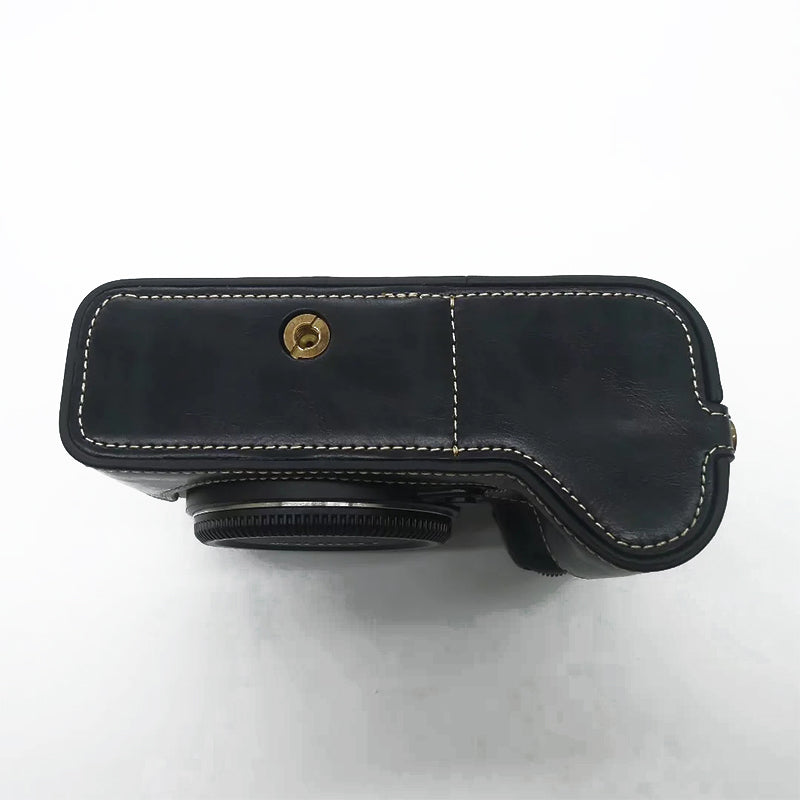 Uniqkart for Fujifilm GFX100S / 50S II PU Leather Camera Case Battery Opening Design Half Body Protective Cover - Black