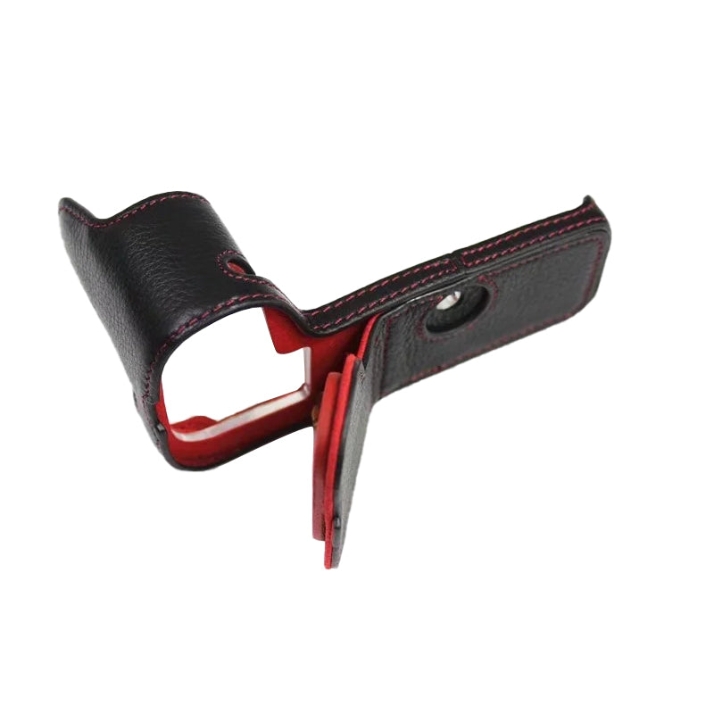 Top Layer Cowhide Camera Bottom Case for Canon EOS R5 / R6 / R62 Battery Opening Design Protective Half Body Cover - Black