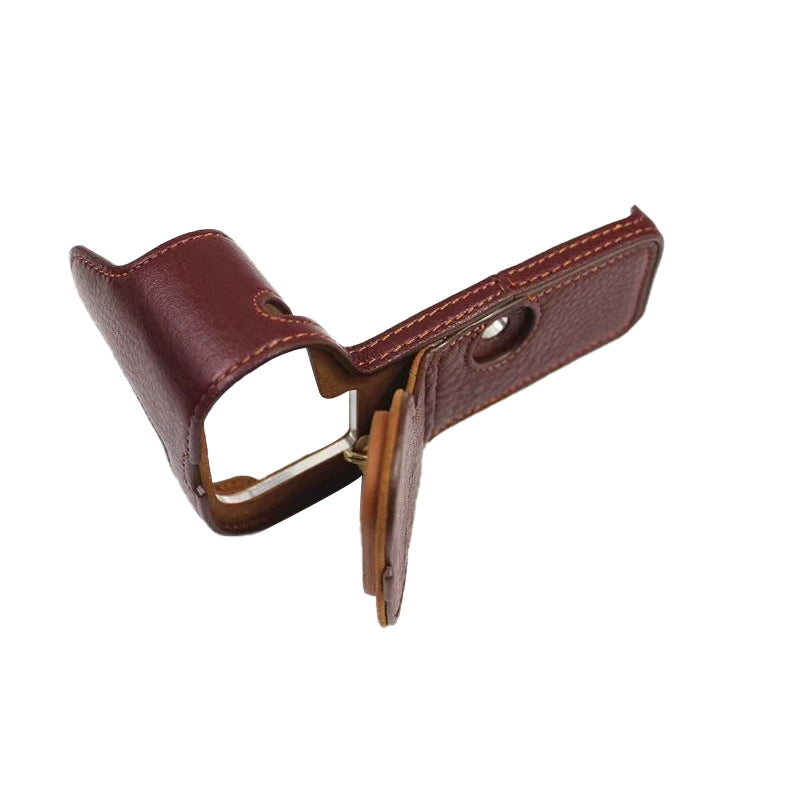 Top Layer Cowhide Camera Bottom Case for Canon EOS R5 / R6 / R62 Battery Opening Design Protective Half Body Cover - Coffee