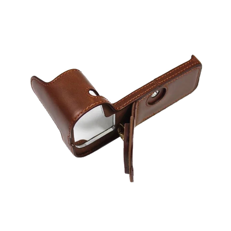 Uniqkart for Canon EOS R5 / R6 / R62 PU Leather Camera Bottom Case Battery Opening Design Flannel Lining Protective Half Body Cover - Coffee