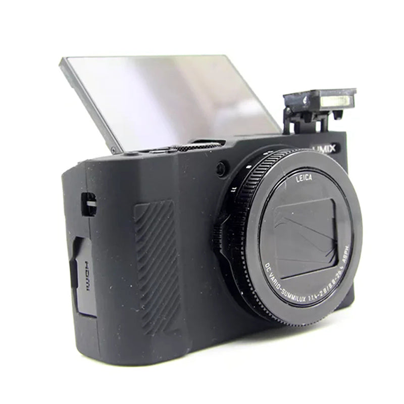 Uniqkart for Panasonic LX10 Soft Silicone Protective Case Digital Camera Anti-scratch Anti-drop Cover - Black