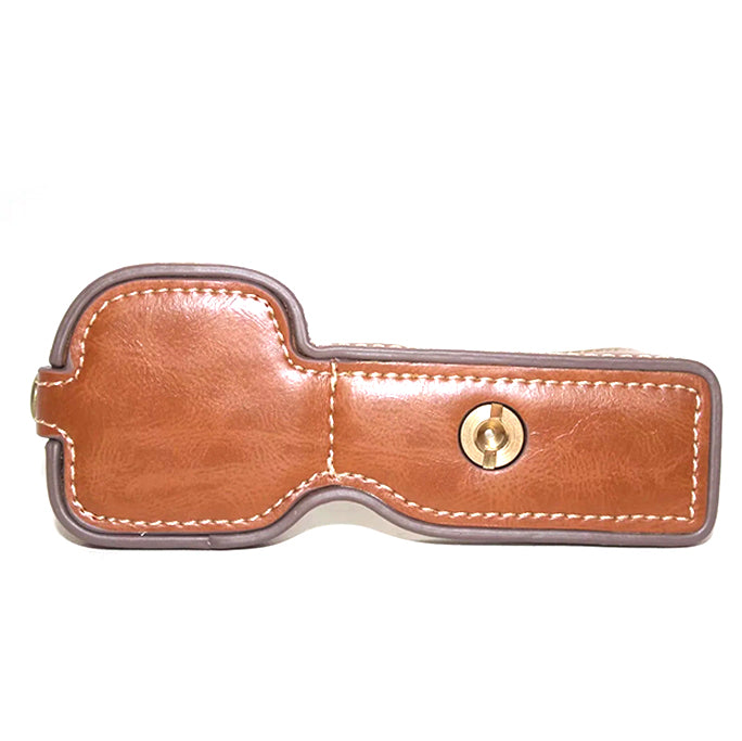 Uniqkart for Sony ZV-E10 Camera PU Leather Bottom Case Battery Opening Design Half Body Protective Cover with Hand Strap - Brown