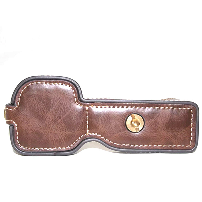Uniqkart for Sony ZV-E10 Camera PU Leather Bottom Case Battery Opening Design Half Body Protective Cover with Hand Strap - Coffee