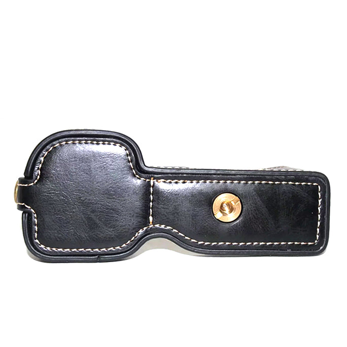 Uniqkart for Sony ZV-E10 Camera PU Leather Bottom Case Battery Opening Design Half Body Protective Cover with Hand Strap - Black