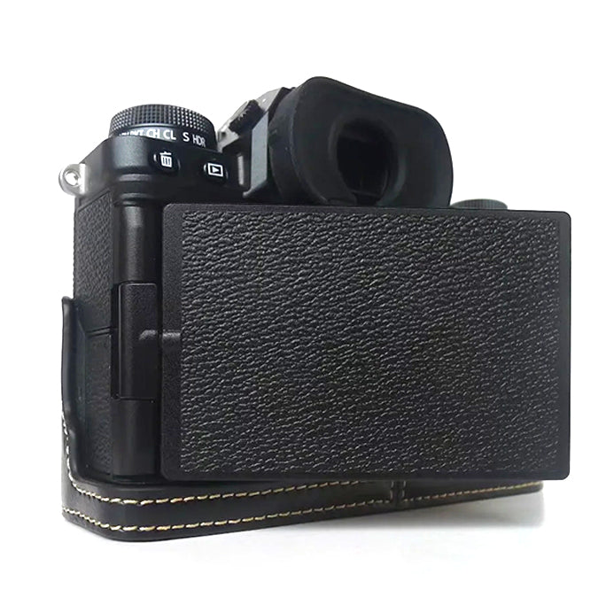 Uniqkart for Fujifilm X-T4 Digital Camera PU Leather Protective Bottom Case Anti-scratch Half Body Cover with Battery Opening - Black